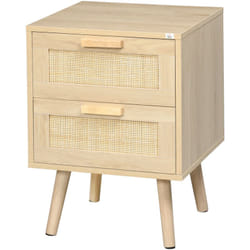 Homcom - Comodino per Camera da Letto Stile Boho con 2 Cassetti 40x40x56cm