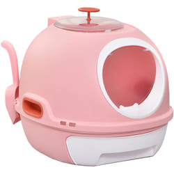 Lettiera per Gatti con Coperchio Vassoio Estraibile e 2 Ingressi Rosa - Pawhut
