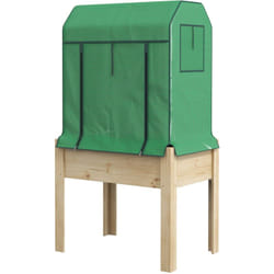 Outsunny - Letto Rialzato per Orto in Legno con Copertura in pe Verde 80x60x165cm