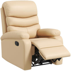 Homcom - Poltrona Relax Reclinazione Manuale con Poggiapiedi in Finta Pelle Beige