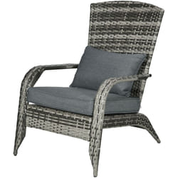 Outsunny Sedia con Braccioli e Cuscini in stile Adironrack in Rattan