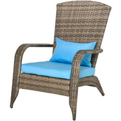 Sedia Adironrack con Braccioli e Cuscini in Rattan e Acciaio - Outsunny