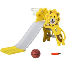 Aiyaplay - Scivolo da Interno con Canestro da Basket in pe Giallo e Grigio