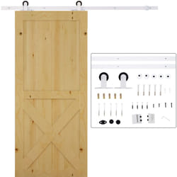 HOMCOM Kit per Porta Scorrevole fino 100kg con Binario e Rotelle Bianco