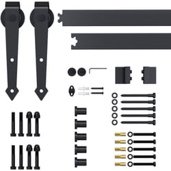Kit per Porta Scorrevole con Binario 200cm e Rotelle Stile Rustico Nero - Homcom