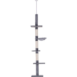 Albero per Gatti a 4 Livelli ad Altezza Regolabile in Truciolato Grigio - Pawhut