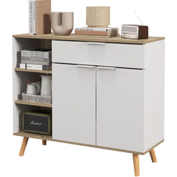 Credenza Moderna Salvaspazio in Truciolato Bianco e color Legno - Homcom
