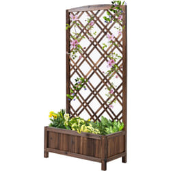 Outsunny - Fioriera da Giardino con Grigliato in Legno per Rampicanti Marrone