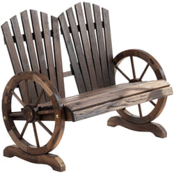 Panchina da Esterno Stile Country in Legno con Braccioli a Ruota - Outsunny