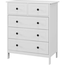 Cassettiera in Legno con 5 Cassetti Salvaspazio 74x40x91cm Bianco - Homcom