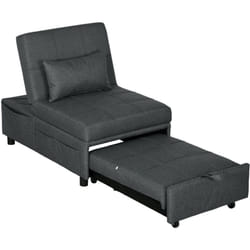 Homcom - Poltrona Letto 3 in 1 con Schienale Reclinabile in Simil Lino Grigio