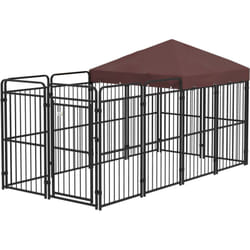 Kennel per Cani da Esterno in Metallo con Tettuccio 282x141x159cm Marrone - Pawhut