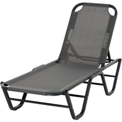 Outsunny - Sdraio da Giardino in Alluminio Reclinabile a 5 Livelli Color Grigio