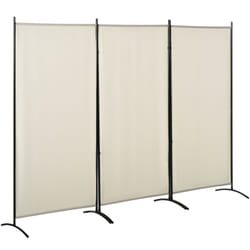 HOMCOM Separé da Interno Pieghevole a 3 Pannelli in Metallo e Poliestere Beige