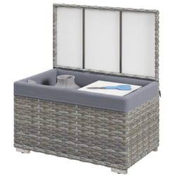 Outsunny - Baule da Esterno in Rattan pe e Rivestimento Interno in Tessuto Grigio