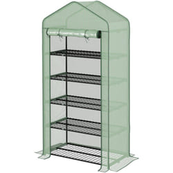 Outsunny - Serra a Casetta a 5 Livelli con Copertura Allungata Verde