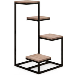 Outsunny Scaffale Portapiante a 4 Livelli Acciaio e Legno Marrone e Nero