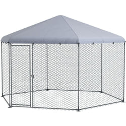 Recinto per Galline con Tetto e Porta Bloccabile in Acciaio 4x3.5x2.6m - Pawhut
