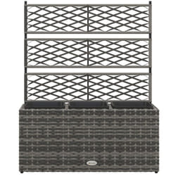 Outsunny - Aiuola con Spalliera per Rampicanti con 3 Vasi Separati in Rattan pe