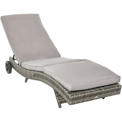 Outsunny - Lettino Prendisole Rattan pe con Schienale Regolabile e Cuscino Grigio