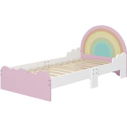 Letto Bambini 3-6 Anni con Sponde Laterali Anticaduta Bianco e Rosa - Zonekiz