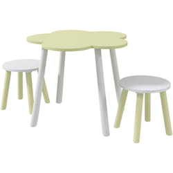 ZONEKIZ Set Tavolo e Sedie per Bambini 2-5Anni da 3 Pezzi in MDF e Legno di Pino