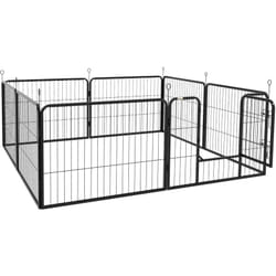 Pawhut - Recinto per Animali a 8 Pezzi Modulabili in Acciaio Nero