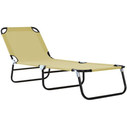 Lettino da Esterno con Schienale Regolabile in 5 Posizioni Beige - Outsunny