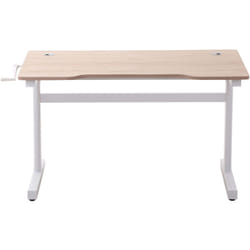 Scrivania Altezza Regolabile con Manovella 72-117cm Bianco e Legno - Vinsetto