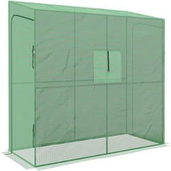 Outsunny - Serra da Parete con Copertura pe 2 Porte Avvolgibili e Finestra Verde