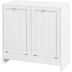 Kleankin - Mobile Bagno Portabiancheria in Legno con 2 Scomparti a Ribalta Bianco