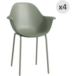 Outsunny - Set 4 Sedie da Esterno 59x55x84 cm in pp e Acciaio Verde