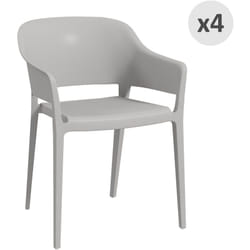 Set 4 Sedie in Plastica da Giardino Impilabili con Braccioli Grigio - Outsunny