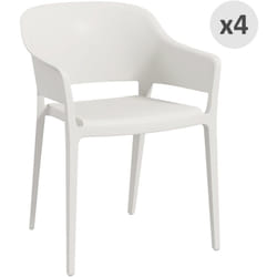Set 4 Sedie in Plastica da Giardino Impilabili con Braccioli Bianco - Outsunny