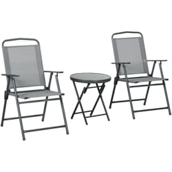 Set Tavolino e Sedie da Giardino 3 Pezzi Pieghevole in Metallo - Outsunny