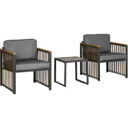 Outsunny - Set Tavolino e Sedie da Giardino 3 Pezzi in Rattan e Acciaio
