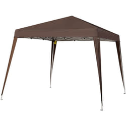 Outsunny - Gazebo Pieghevole da Giardino 2.4x2.4m Acciaio e Poliestere Caffè