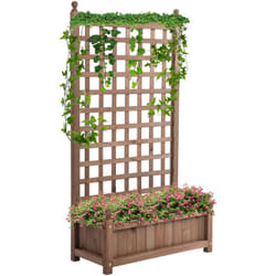 Fioriera da Giardino in Legno con Grigliato per Rampicanti 64x28x120cm - Outsunny