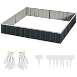 Outsunny - Aiuola Rialzata Modulabile in Acciaio Zincato Grigio Scuro