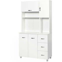HOMCOM Credenza Cucina Alta Moderna con Armadietti, Cassetti e Ripiani Bianco