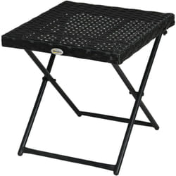 Tavolino da Esterni Pieghevole Salvaspazio Rattan pe e Acciaio Nero - Outsunny