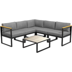 Outsunny - Set Mobili da Giardino 6 Pz con Divano e Tavolino con Cuscini Grigio