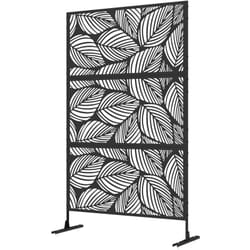 Paravento da Esterno in Acciaio Traforato a Foglie 122x198cm Nero - Outsunny