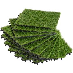 Outsunny - Set 10 Piastrelle da Giardino con Prato Sintetico 30x30cm Densità 6500