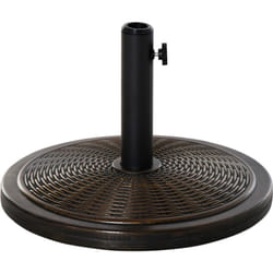 Outsunny - Base per Ombrellone da 14kg in Cemento e Plastica Effetto Rattan Bronzo