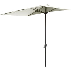 Outsunny - Ombrellone da Parete Semicircolare con Apertura a Manovella Beige