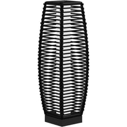 Outsunny - Lampada Solare da Giardino in Acciaio e Rattan Nero