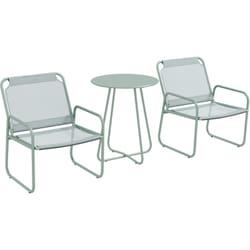 Set da Esterno con Tavolino e 2 Sedie in Acciaio e Tessuto Verde - Outsunny