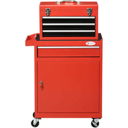 Carrello Officina 2in1 con Cassetta Rimovibile e Armadietto con Chiave - Durhand
