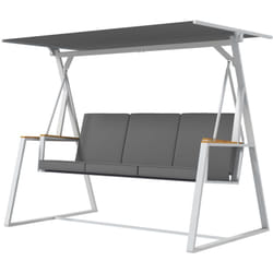 Outsunny - Dondolo da Giardino 3 Posti con Tettuccio Inclinabile Grigio Scuro